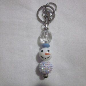 Snowman Beaded Bling Keychain | Bag Charm.